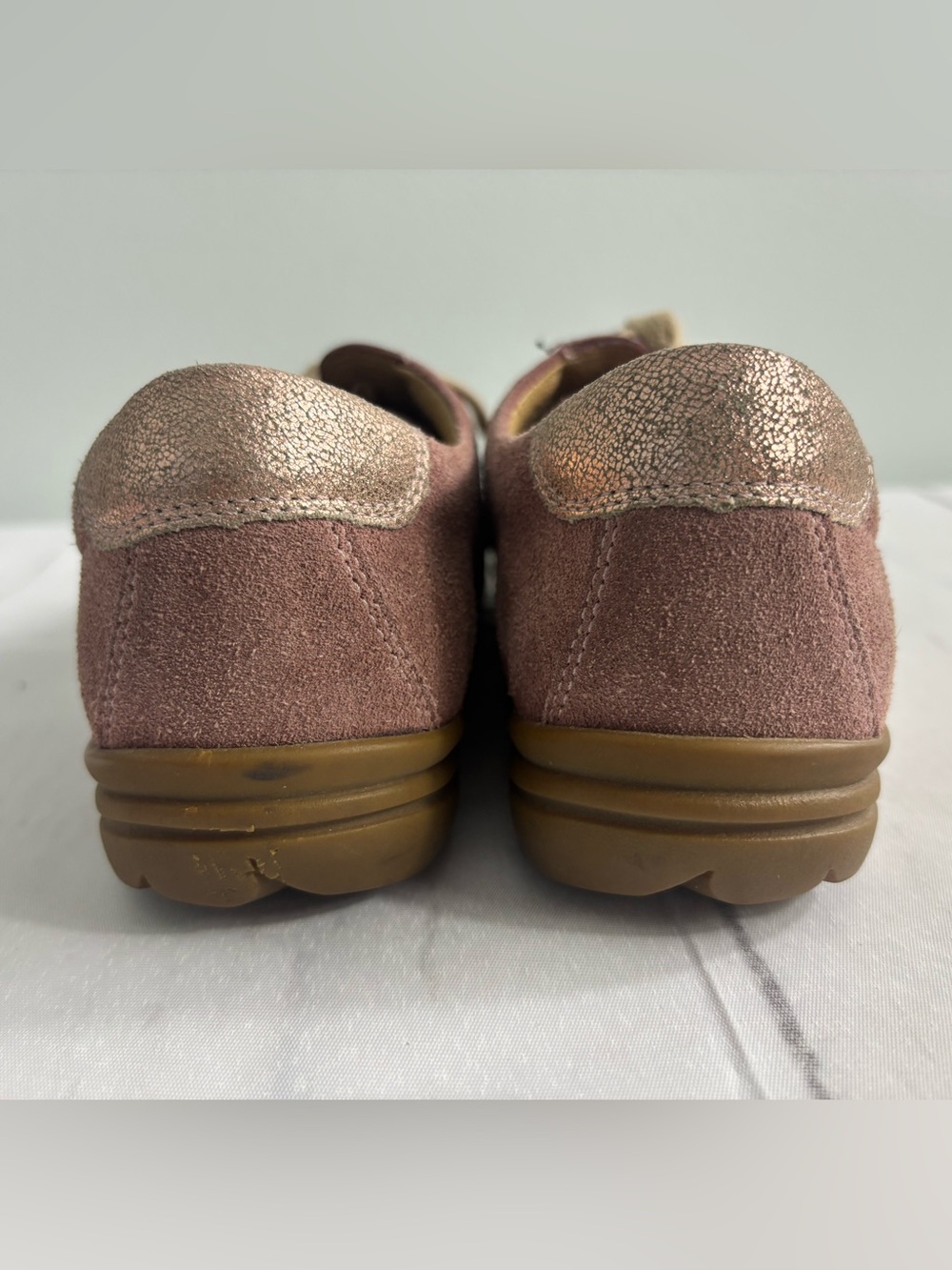 Hartjes "XS Casual" Women’s Suede Zip Sneakers Mauve Rose Gold Heel Accent - Picture 5 of 10